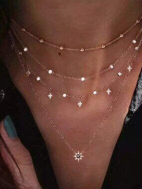 “The Southern Star" Boho Layered Diamond Necklace